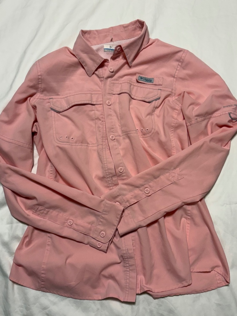 Columbia PFG Bahama Long Sleeve Fishing Shirt Baby Pink Medium NWOT